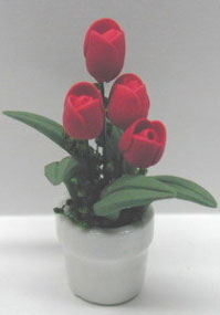 NCRP0693 - Red Tulips/White Pot 1 3/4