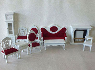 NCTLF021 - White-10 Pc Living Room-Red Fabric