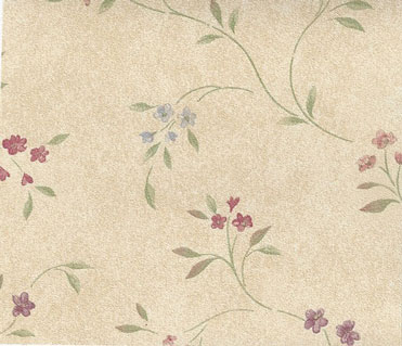 NC11602 - Prepasted Wallpaper, 3 Pieces: Tiny Floral Vines On Tan
