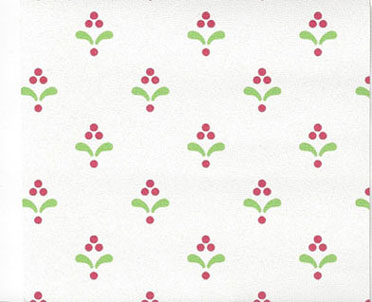 NC13101 - Prepasted Wallpaper, 3 Pieces: Red/Green Pattern On White