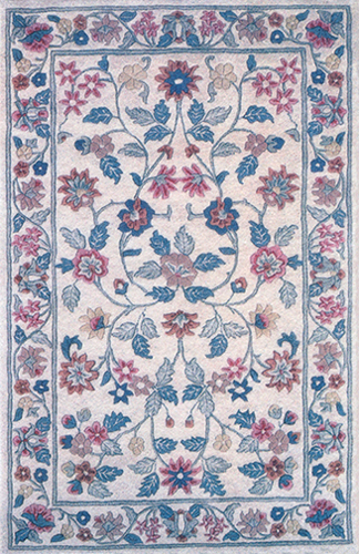 WN1143 - Ivory Tufted Floral Rug, 6.25X9.25