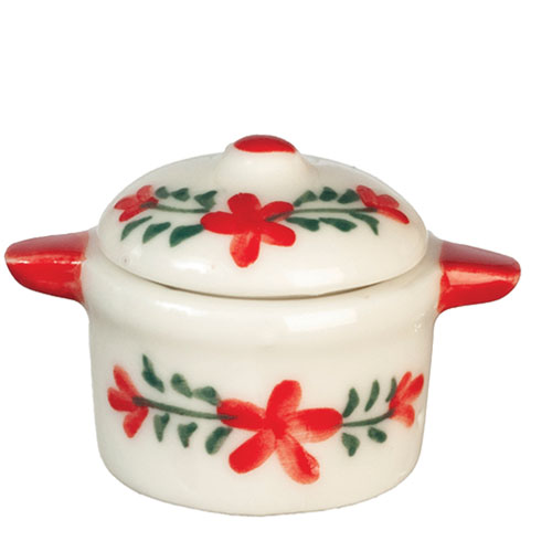 AZG6510 - Ceramic Pot W/Red Flowers