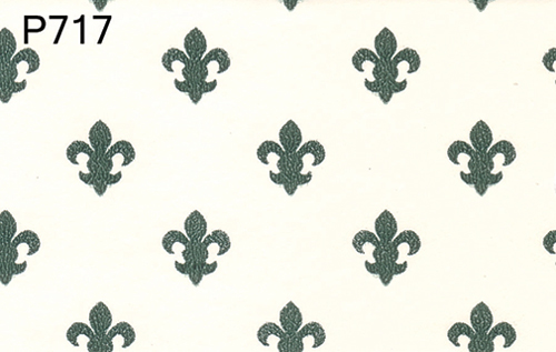 BH717 - Prepasted Wallpaper, 3 Pieces: Grn Fleur-De-Lis On Cream