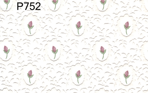 BH752 - Prepasted Wallpaper, 3 Pieces: Pink Bud In White Frame