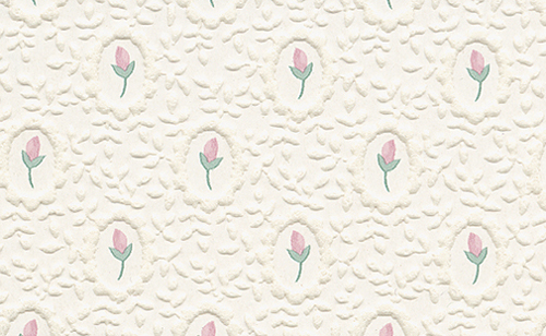 BH755 - Prepasted Wallpaper, 3 Pieces: Pink Bud In White Frame