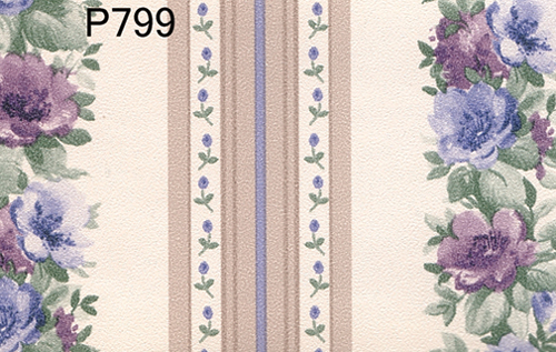BH799 - Prepasted Wallpaper, 3 Pieces: Periwinkle Floral Stripe