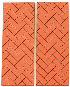 AS560 - Brick Walkways: Herringbone Walkway/Patio, 2-1/2 x 5-1/2 x 3/16 Inch Basswood, Painted Brick, 2 Pieces