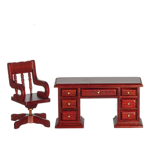 AZ04684 - Desk &amp; Chair Set/2/Mahog