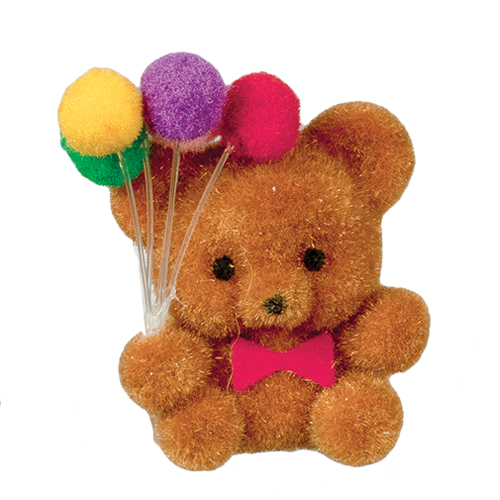 AZB0233 - 1In Flocked Bear with Balloon