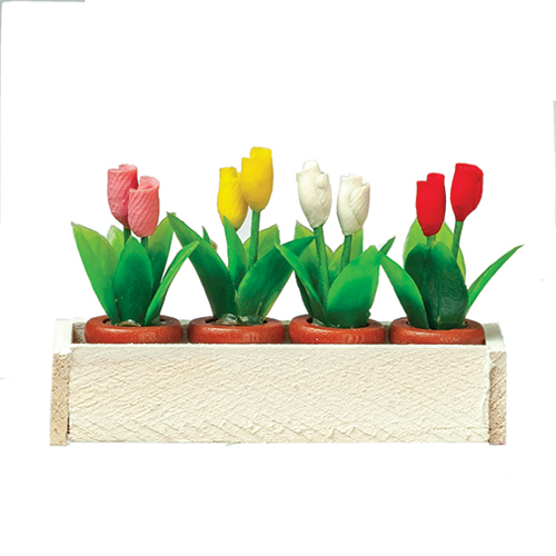 AZB0296 - Window Box W /Tulips/White