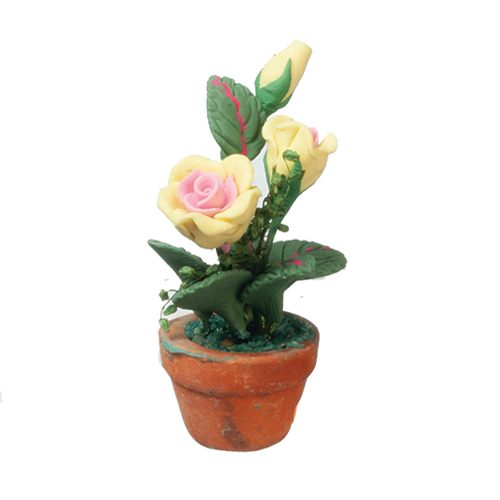 AZB0553 - Yellow/Pink Roses In Pot