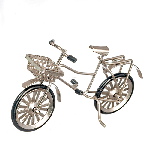 AZB0696 - Small Bike with Basket, Silver
