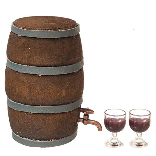 AZB3262 - Wine Barrel W/Glasses