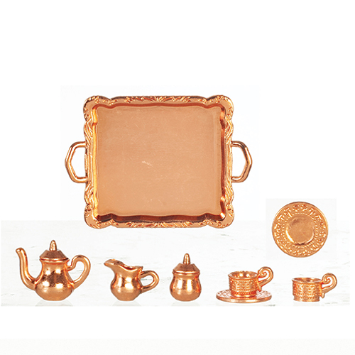 AZB3362 - Copper Tea Set On Tray