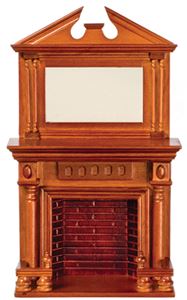 AZD0525 - Fireplace With Mirror, Walnut, Cb