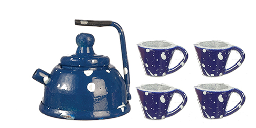 AZD0866 - Blue Spatterware Tea Set, 5 Pieces