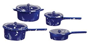 AZD3651 - Pot Set/8, Blue Spatter