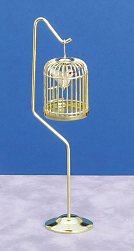 AZD4751A - Standing Brass Birdcage with Bird