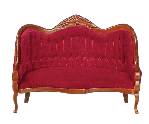 AZD6273 - Victorian Sofa, Red/Walnut