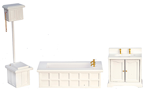 AZD6408 - Victorian Bath Set, White, 3 Pieces