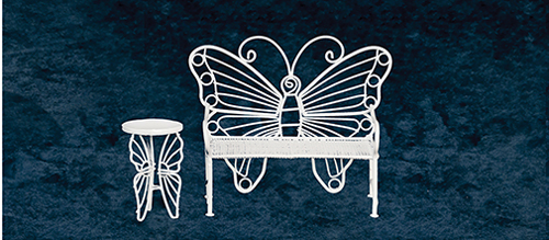 AZEIWF569 - Butterfly Bench/Table/Wht