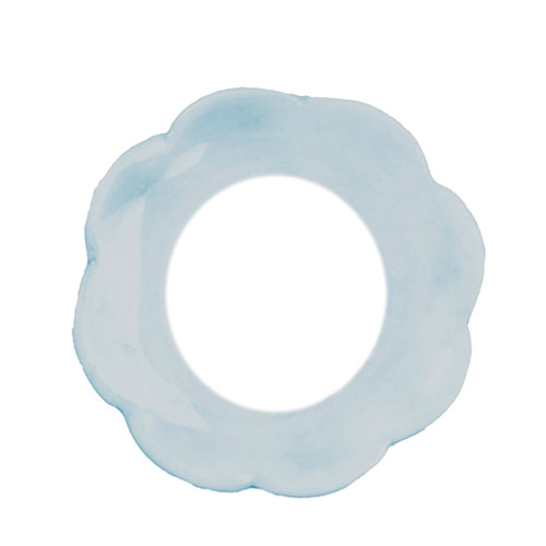AZG6679 - Medium Round Ceramic Plate with Blue Trim
