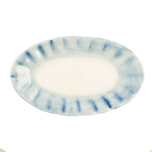 AZG6693 - Oval Cer.Plate/Blue Trim