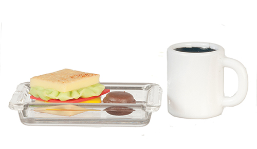 AZG7306 - Sandwich &amp; Coffee &amp; Cookie On Plate