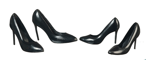 AZG7346 - Ladies Black Shoes/2Pair