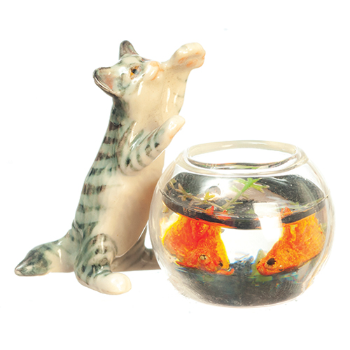 AZG8349 - Jumping Cat With Fishbowl