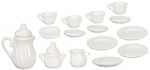 AZG8465 - Porcelain Tea Set, White, 17 Pieces