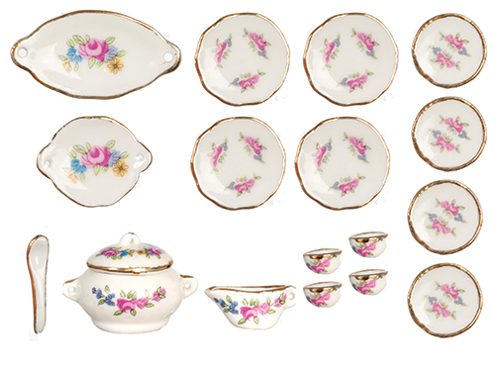 AZG8471 - Porcelain Tea Set, 18Pcs, Floral