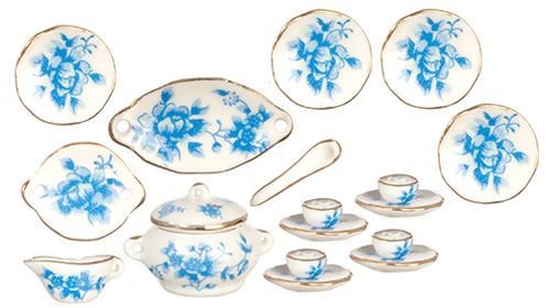 AZG8472 - Porcelain Tea Set, 18Pcs, Blue