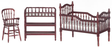AZG9816M - Victorian Baby Nursery Room Set, Mahogany, 3