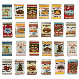 AZH2277 - Square Old Fashioned Grocery Tins, 24 Pieces