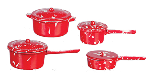 AZMA2106R - Red Spatterware Pots, 8