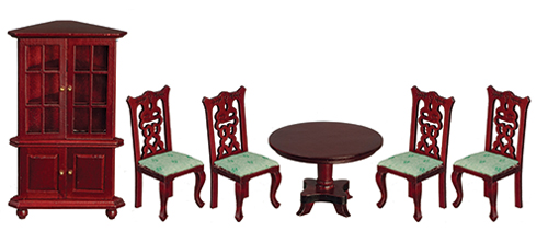 AZT0103 - Dining Room Set, Green/Mahogany, 6Pc, Cs