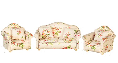 AZT0152 - Sofa Set, Pink, 3 Pieces
