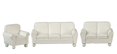 AZT2001 - RS Leather Sofa Set, Cream, 3 Pieces