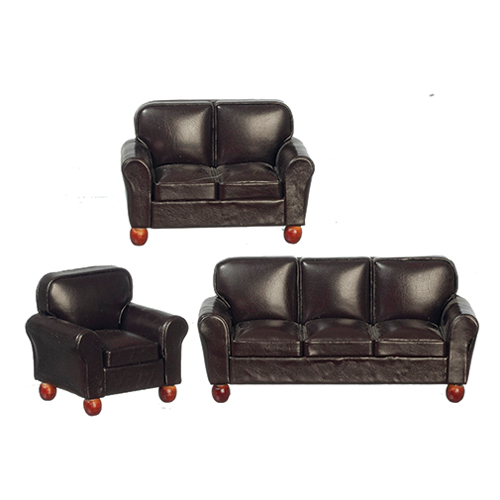AZT2009 - Rs Leather Sofa Set, Brown, 3 Pieces