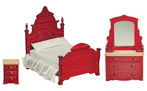 AZT2041 - Rs Victorian Bedroom Set, Mahogany, 3 Pieces