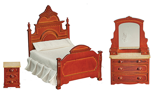 AZT2045 - Rs Victorian Bedroom Set, Walnut, 3 Pieces