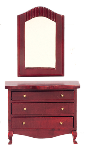 AZT3202 - Low Dresser With Mirror, Mahogany