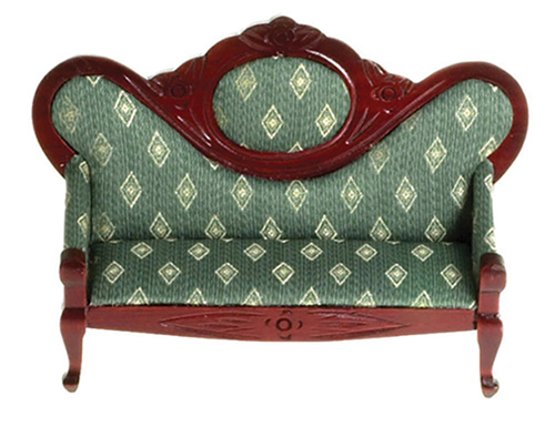 AZT3501 - Victorian Sofa, Mahogany/Green Diamonds