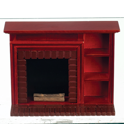 AZT3519 - Fireplace With Shelves, Mahogany