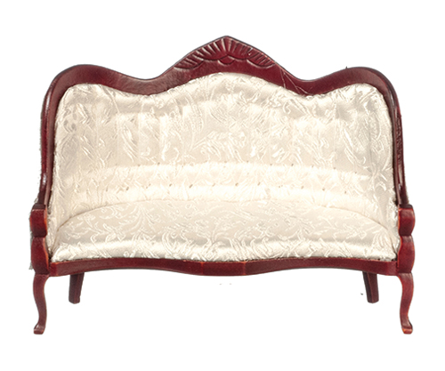 AZT3810W - Victorian Sofa, White/Mahogany, Cb