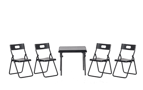 AZT4247 - Folding Table, 4 Chairs, Black