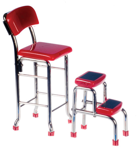 AZT5951 - Kitchen Stool With Steps, Red