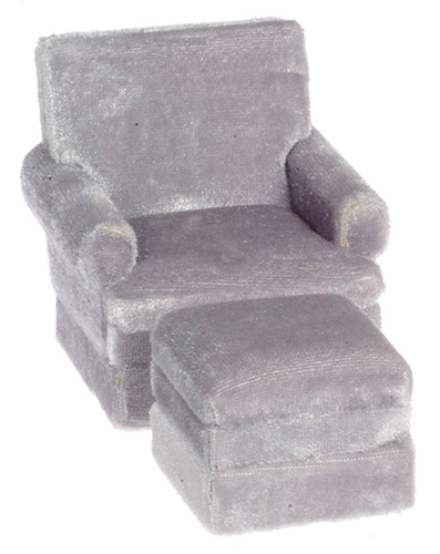AZT6224 - Traditional Chair with Ottoman, Gray/Walnut