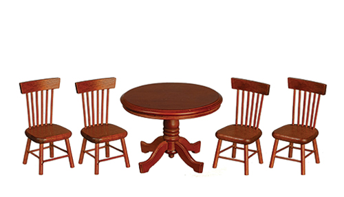 AZT6445 - Round Table With 4 Chairs, Walnut